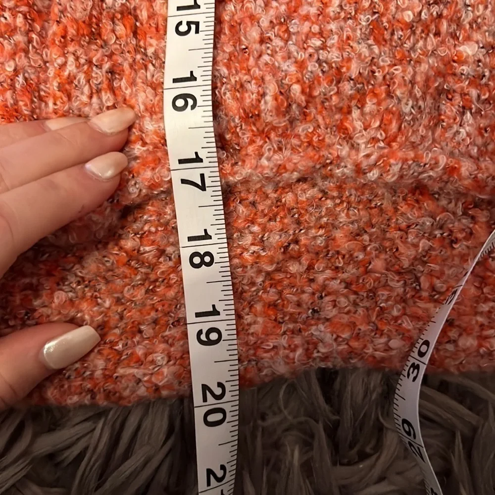 Free People BFF Cowl Neck Soft Knit Sweater | XS pink orange white turtleneck